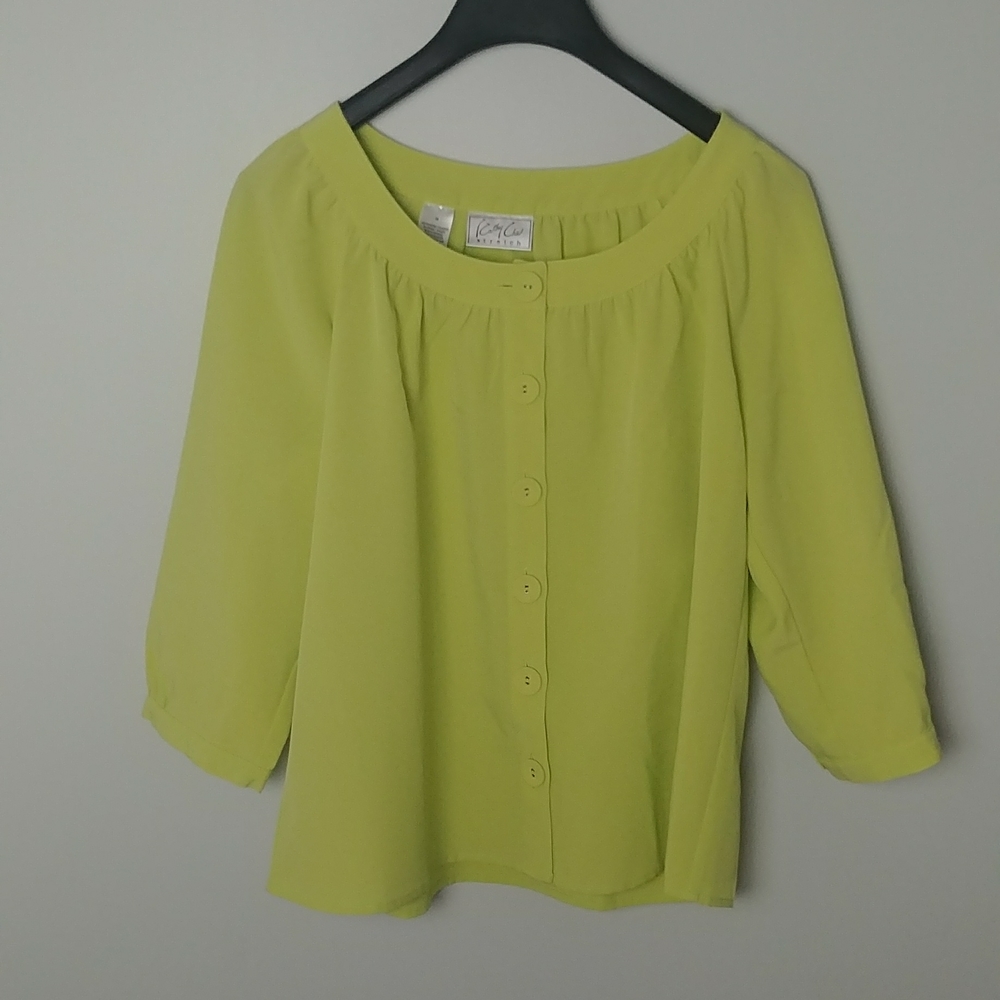Kathy Che Stretch Button Down Smock Long Sleeve